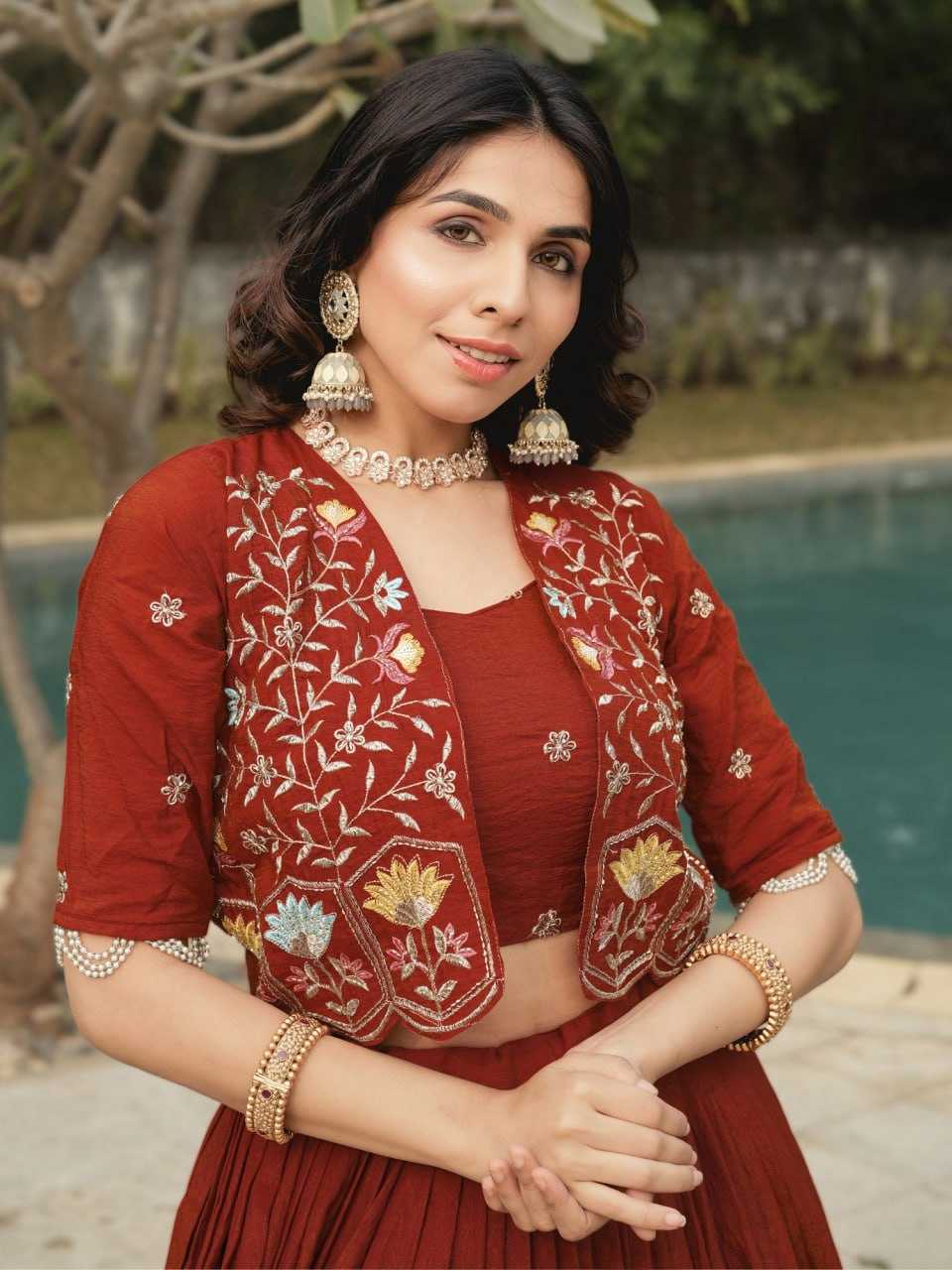 Ynf Soft Vichitra Vichitra Silk RIN119 8228 Lehengas Wholesale Wedding Lehenga Embroidered Lehenga Jacket Style Lehenga Manufacturer- Kapda Export