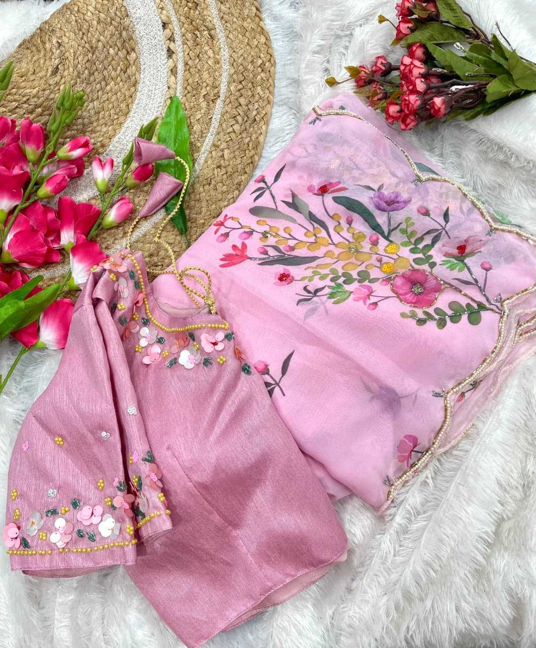 Ynf Tabby Silk KESH600 Laila Sarees Wholesale Printed Sarees Sequin Sarees Hand Work Sarees Manufacturer- Kapda Export