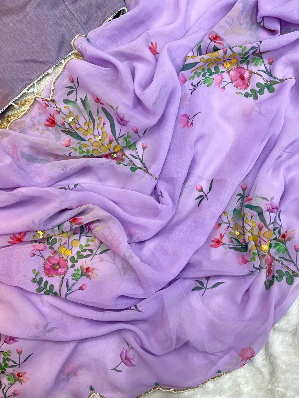 Ynf Tabby Silk KESH600 Laila Sarees Wholesale Printed Sarees Sequin Sarees Hand Work Sarees Manufacturer- Kapda Export