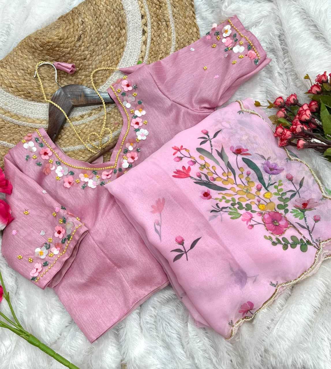 Ynf Tabby Silk KESH600 Laila Sarees Wholesale Printed Sarees Sequin Sarees Hand Work Sarees Manufacturer- Kapda Export