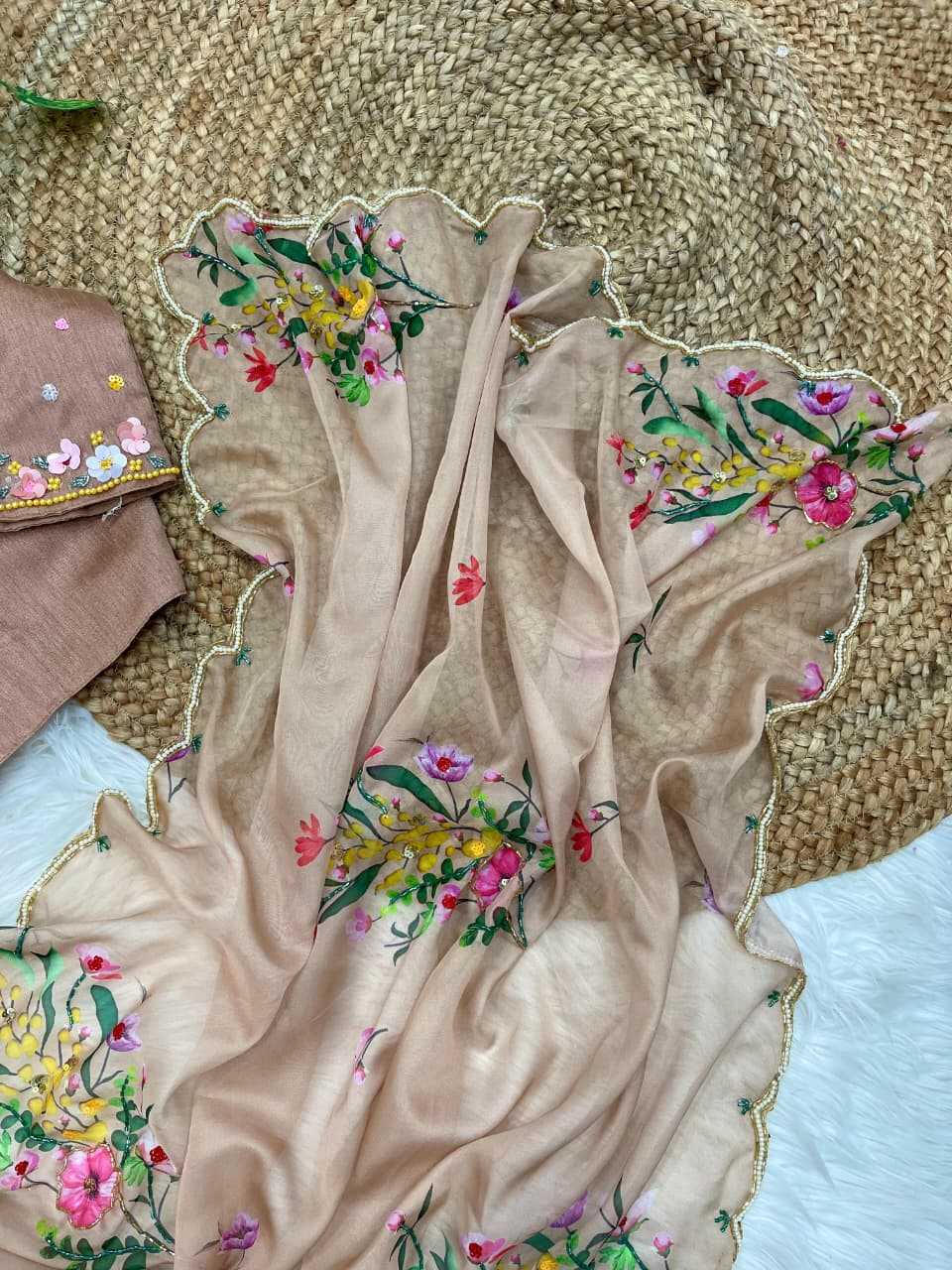 Ynf Tabby Silk KESH600 Laila Sarees Wholesale Printed Sarees Sequin Sarees Hand Work Sarees Manufacturer- Kapda Export