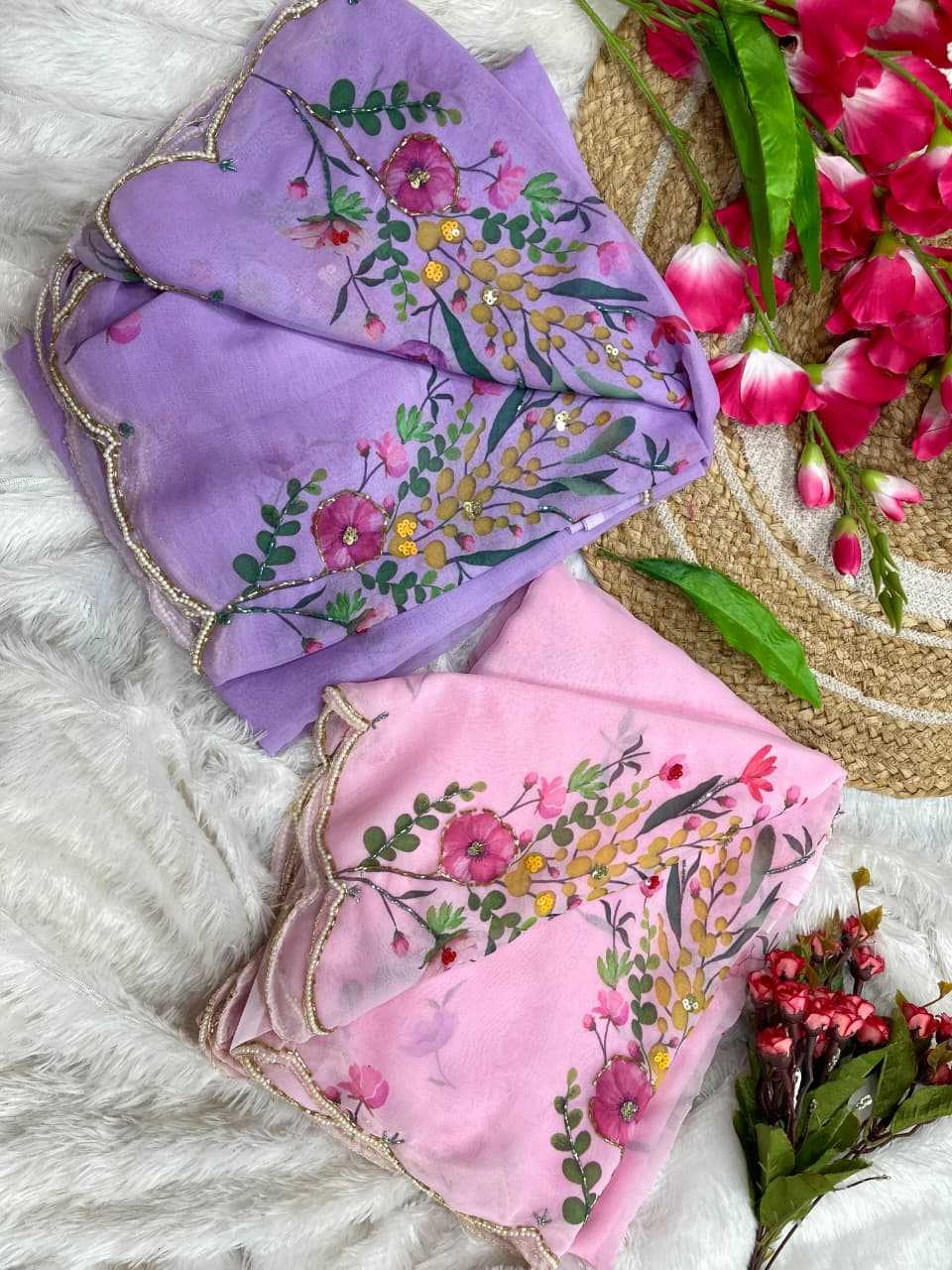 Ynf Tabby Silk KESH600 Laila Sarees Wholesale Printed Sarees Sequin Sarees Hand Work Sarees Manufacturer- Kapda Export