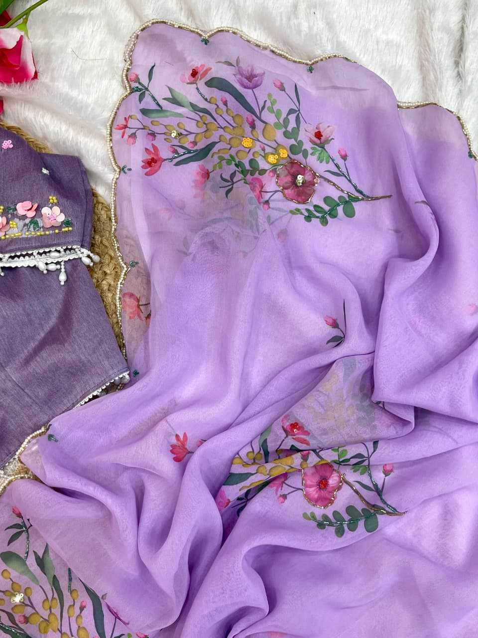 Ynf Tabby Silk KESH600 Laila Sarees Wholesale Printed Sarees Sequin Sarees Hand Work Sarees Manufacturer- Kapda Export