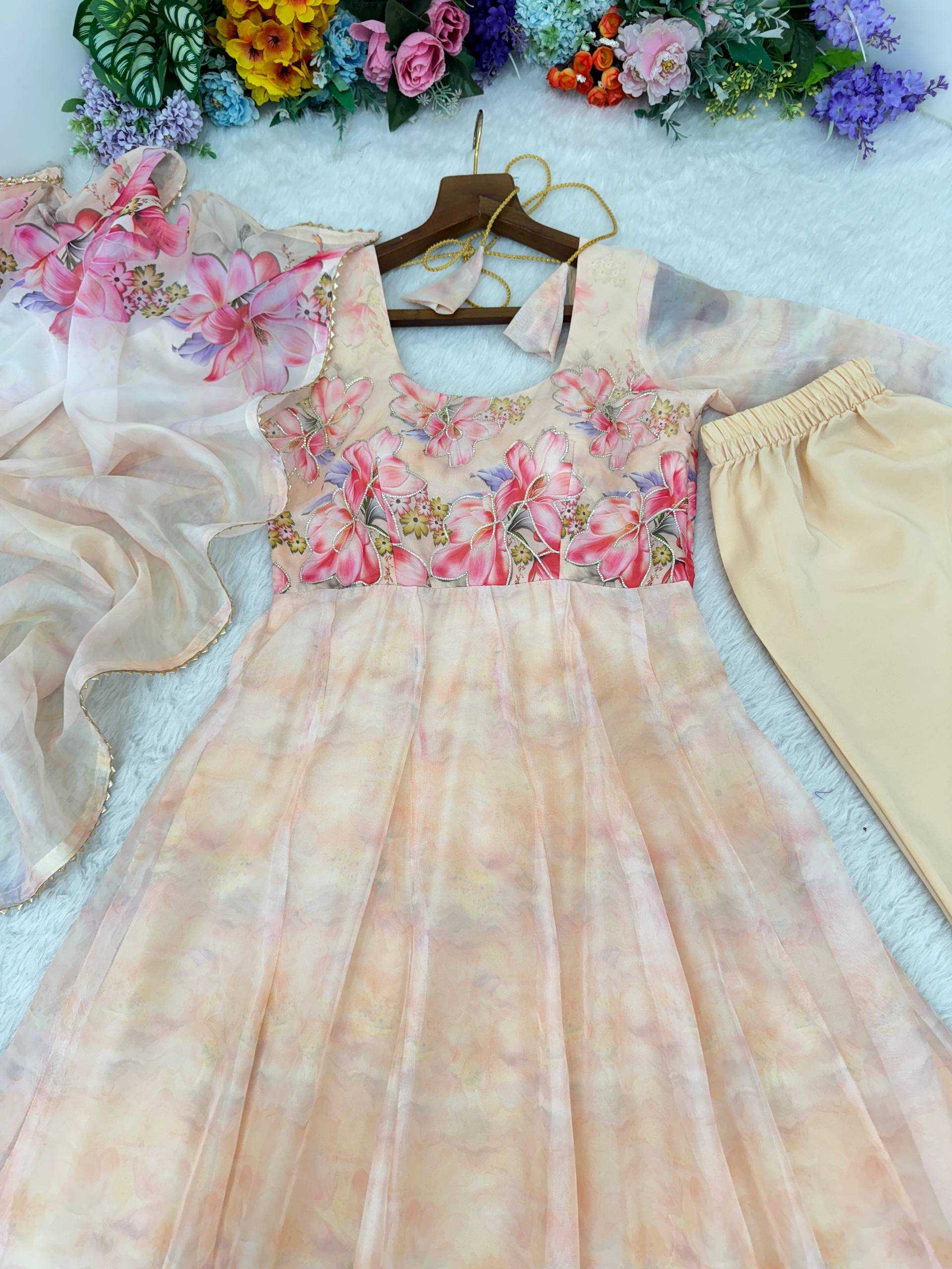 Ynf Tabby Silk Organza KESH513 552 Gowns Wholesale Printed Gowns Fancy Gowns Designer Gowns Manufacturer- Kapda Export