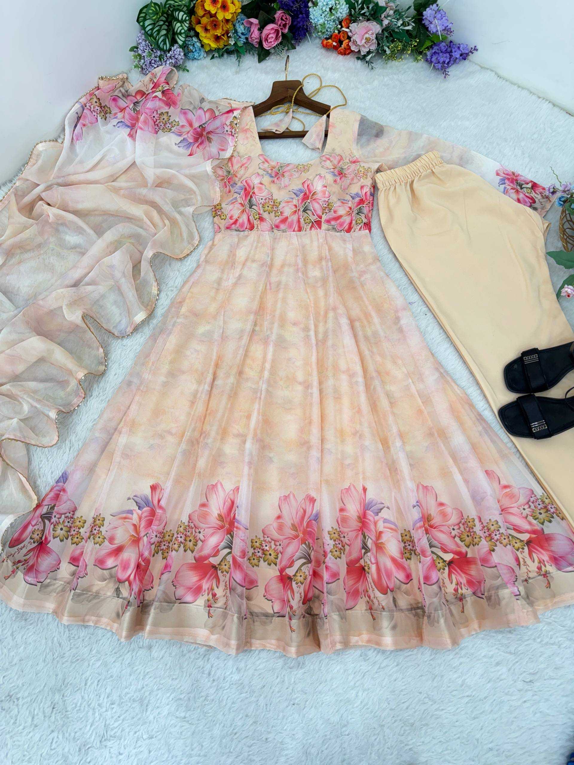 Ynf Tabby Silk Organza KESH513 552 Gowns Wholesale Printed Gowns Fancy Gowns Designer Gowns Manufacturer- Kapda Export