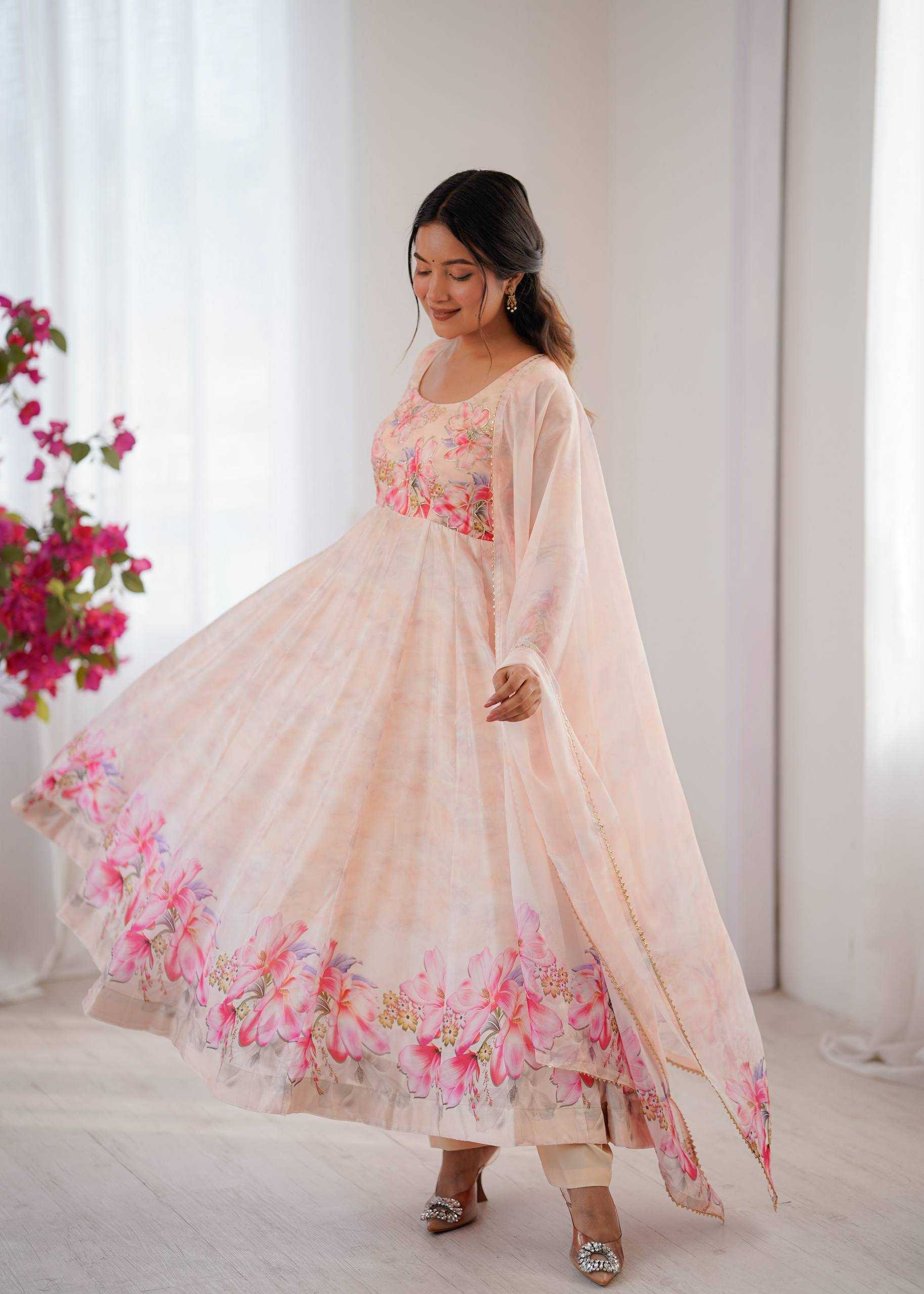 Ynf Tabby Silk Organza KESH513 552 Gowns Wholesale Printed Gowns Fancy Gowns Designer Gowns Manufacturer- Kapda Export