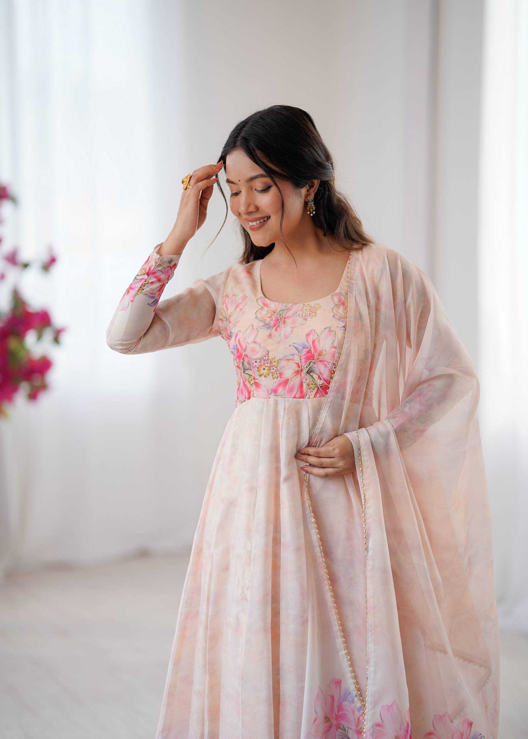 Ynf Tabby Silk Organza KESH513 552 Gowns Wholesale Printed Gowns Fancy Gowns Designer Gowns Manufacturer- Kapda Export