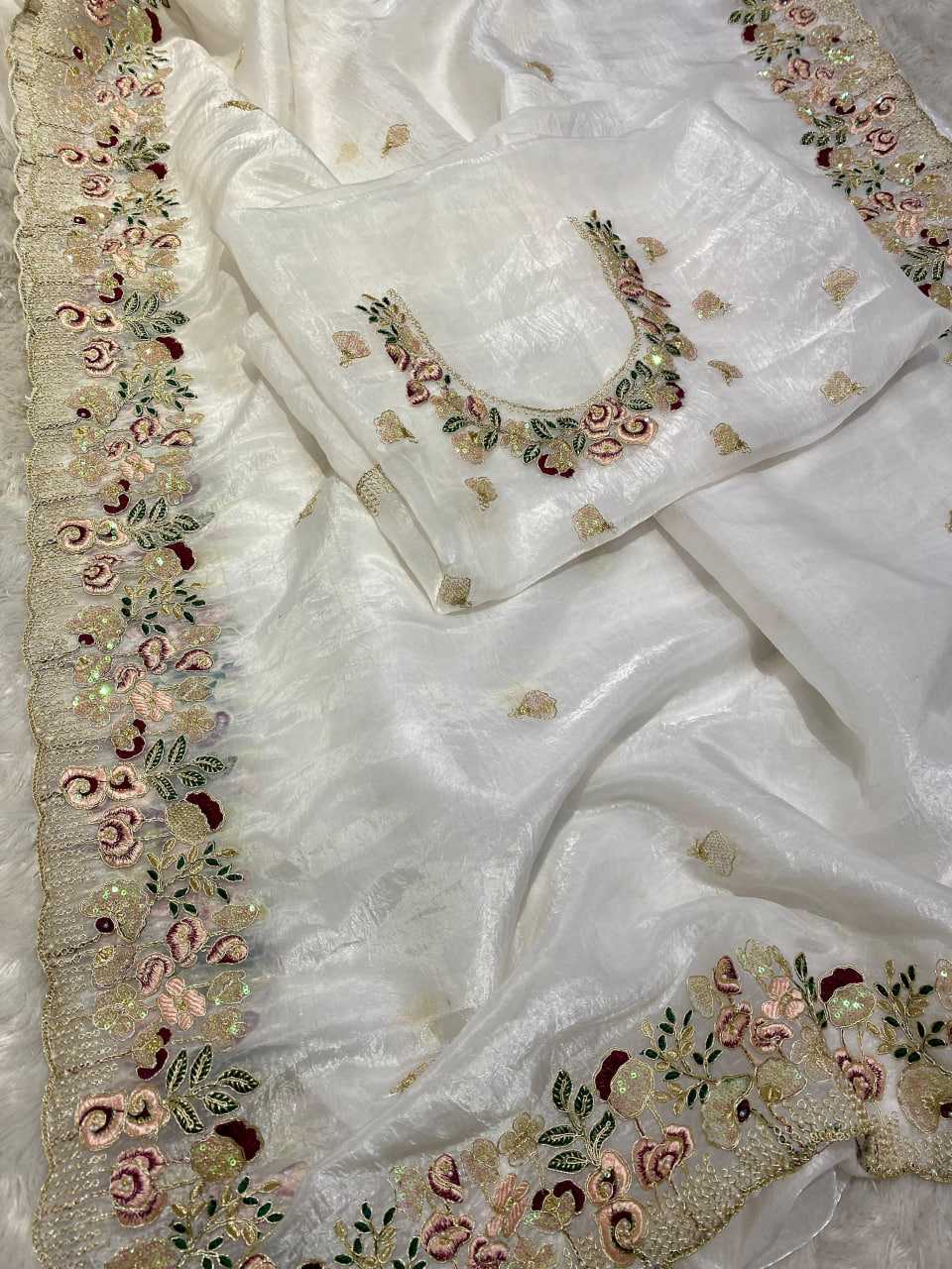 Ynf Tissue RIN164 106 Sarees Festive Collections Wholesale Organza Sarees Embroidered Sarees Stone Work Saree Manufacturer- Kapda Export