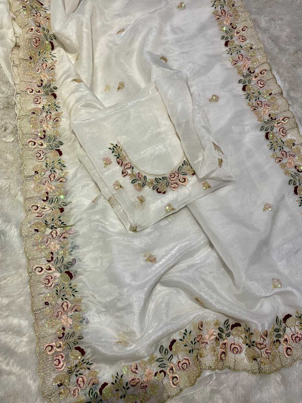 Ynf Tissue RIN164 106 Sarees Festive Collections Wholesale Organza Sarees Embroidered Sarees Stone Work Saree Manufacturer- Kapda Export