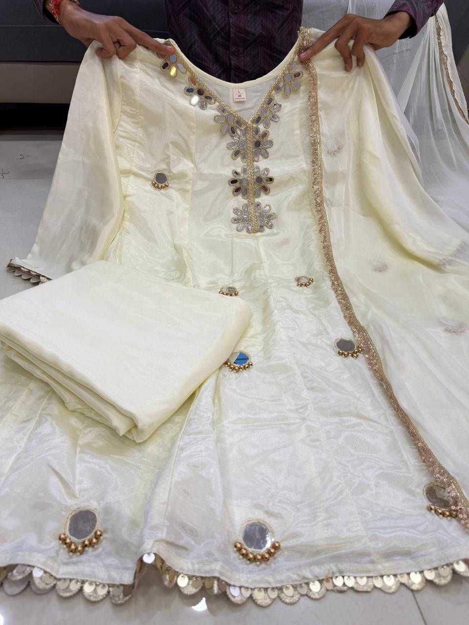 Ynf Tissue Silk KESH562 1314 Kurti Wholesale Party Wear Kurtis Anarkali Kurtis Mirror Work Kurti Manufacturer- Kapda Export