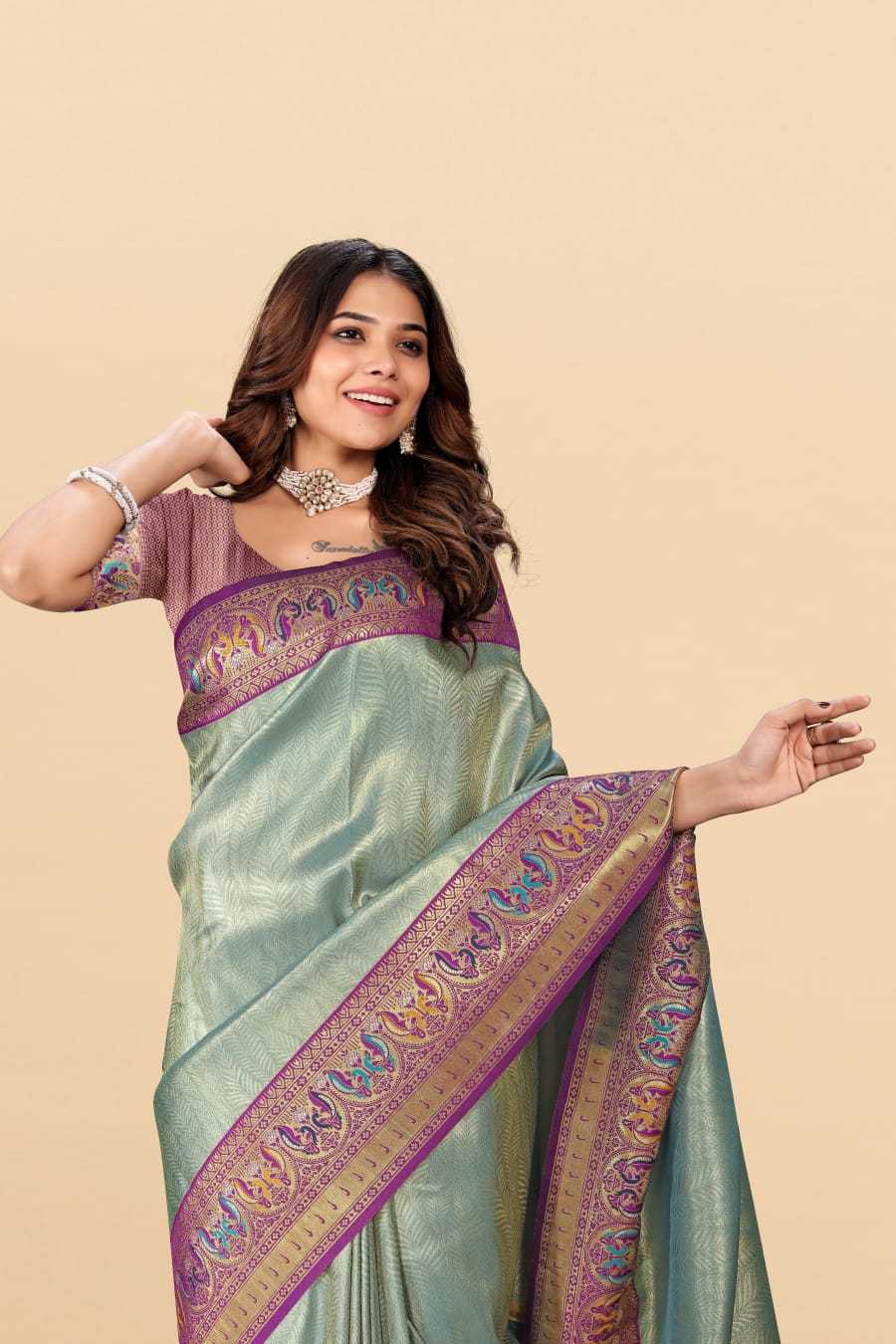 Ynf Tissue Silk KESH583 PALLAVI Silk Sarees Wholesale Paithani Sarees Soft Silk Sarees Silk Sarees With Contrast Pallu Manufacturer- Kapda Export