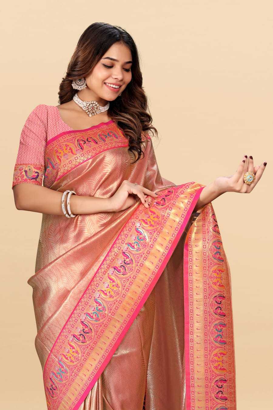 Ynf Tissue Silk KESH583 PALLAVI Silk Sarees Wholesale Paithani Sarees Soft Silk Sarees Silk Sarees With Contrast Pallu Manufacturer- Kapda Export