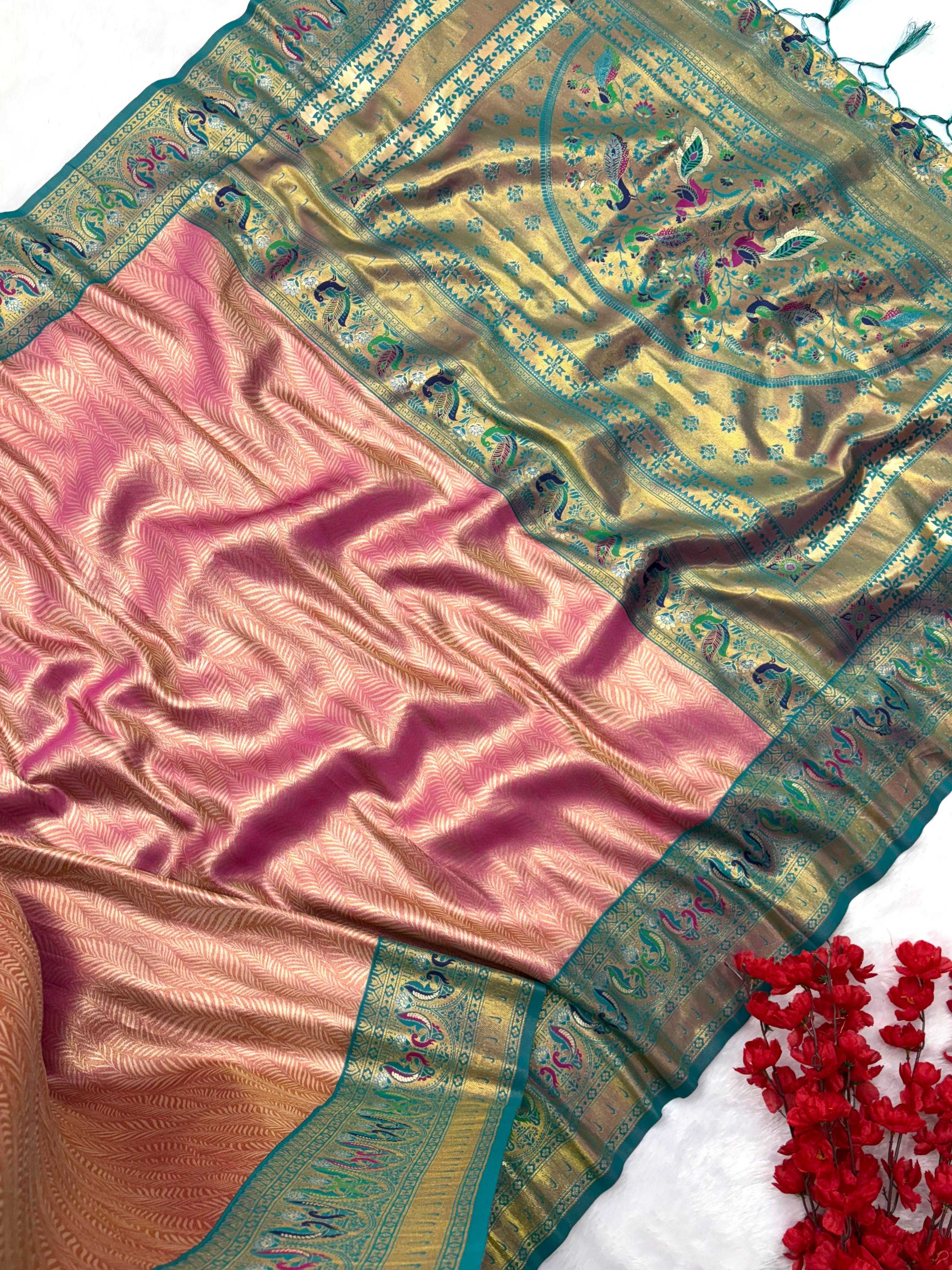 Ynf Tissue Silk KESH583 PALLAVI Silk Sarees Wholesale Paithani Sarees Soft Silk Sarees Silk Sarees With Contrast Pallu Manufacturer- Kapda Export