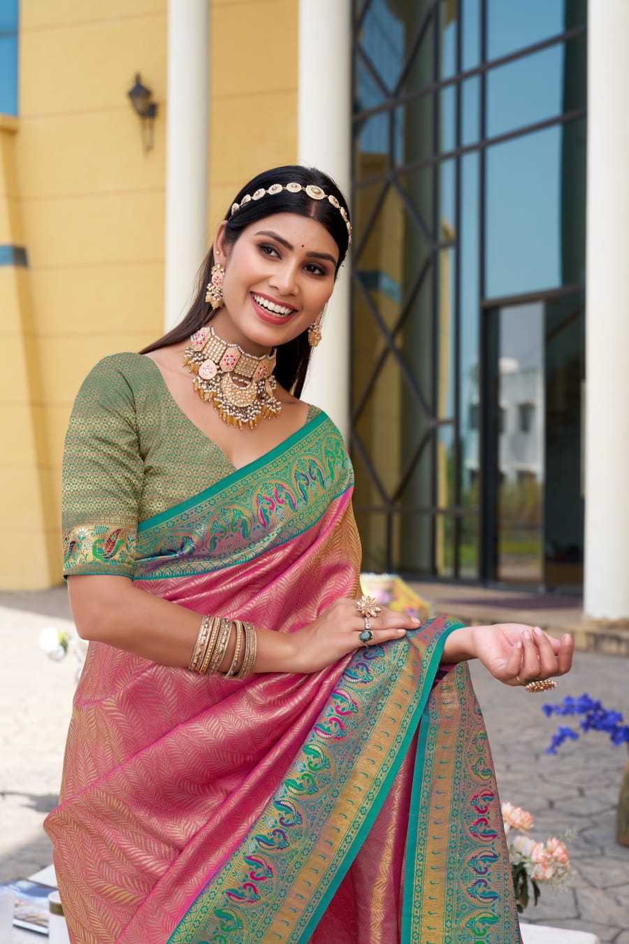 Ynf Tissue Silk KESH583 PALLAVI Silk Sarees Wholesale Paithani Sarees Soft Silk Sarees Silk Sarees With Contrast Pallu Manufacturer- Kapda Export