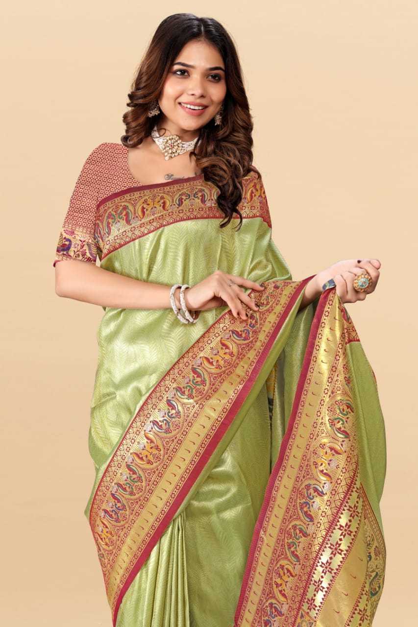 Ynf Tissue Silk KESH583 PALLAVI Silk Sarees Wholesale Paithani Sarees Soft Silk Sarees Silk Sarees With Contrast Pallu Manufacturer- Kapda Export