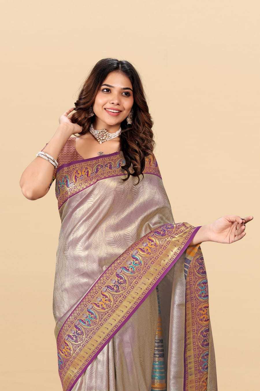 Ynf Tissue Silk KESH583 PALLAVI Silk Sarees Wholesale Paithani Sarees Soft Silk Sarees Silk Sarees With Contrast Pallu Manufacturer- Kapda Export