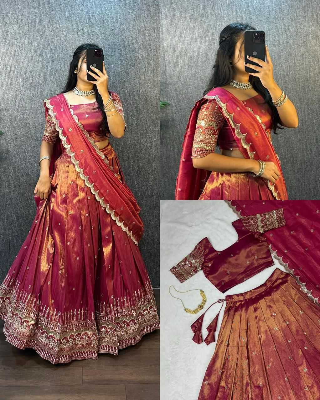 Ynf Tissue Silk KESH599 SOUTH TISSU Lehengas Wholesale Designer Lehenga Silk Lehenga Embroidered Lehenga Manufacturer- Kapda Export