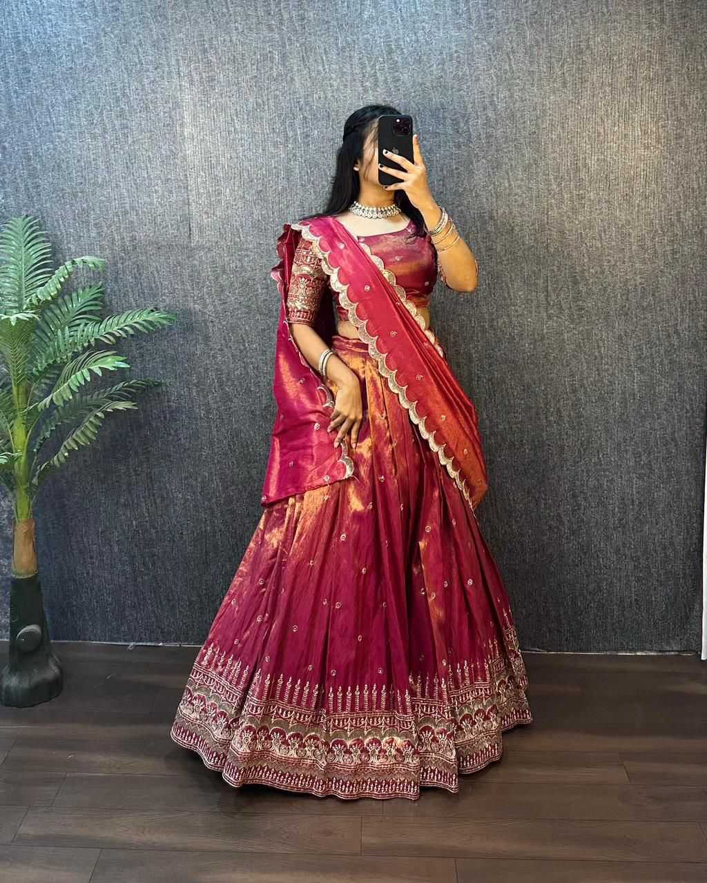 Ynf Tissue Silk KESH599 SOUTH TISSU Lehengas Wholesale Designer Lehenga Silk Lehenga Embroidered Lehenga Manufacturer- Kapda Export