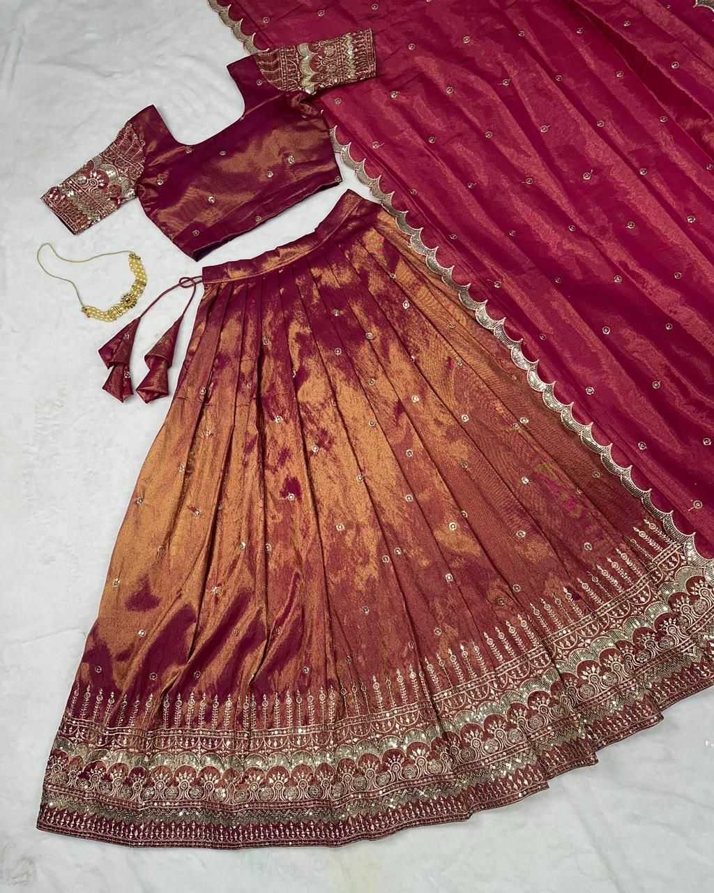 Ynf Tissue Silk KESH599 SOUTH TISSU Lehengas Wholesale Designer Lehenga Silk Lehenga Embroidered Lehenga Manufacturer- Kapda Export