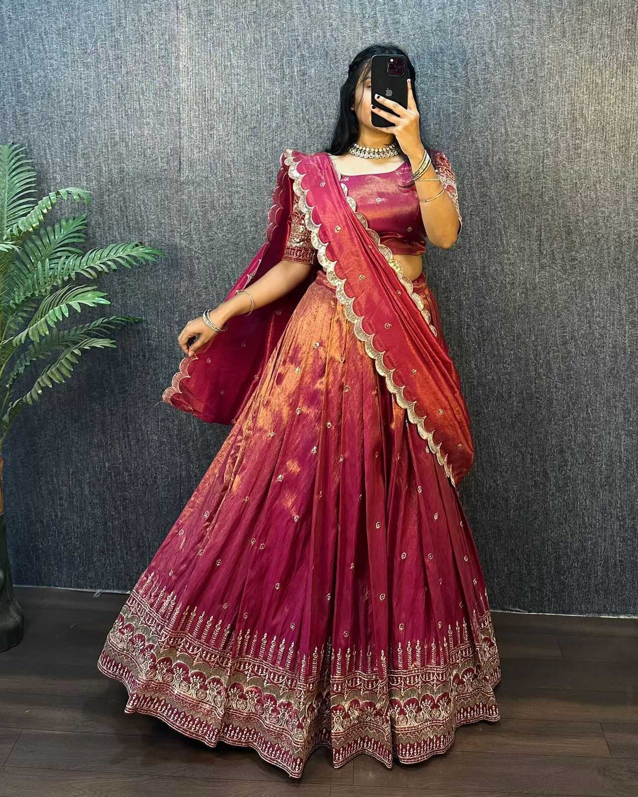 Ynf Tissue Silk KESH599 SOUTH TISSU Lehengas Wholesale Designer Lehenga Silk Lehenga Embroidered Lehenga Manufacturer- Kapda Export