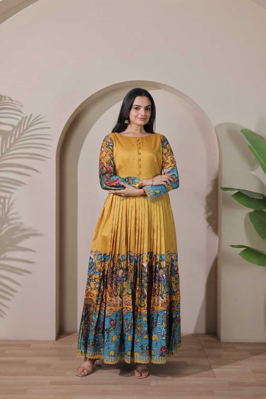 Ynf Tussar Silk KESH249 2096 Gowns Festive Collections Plus Size Collections Wholesale Embroidery Gowns Party Gowns Silk Gowns Manufacturer- Kapda Export