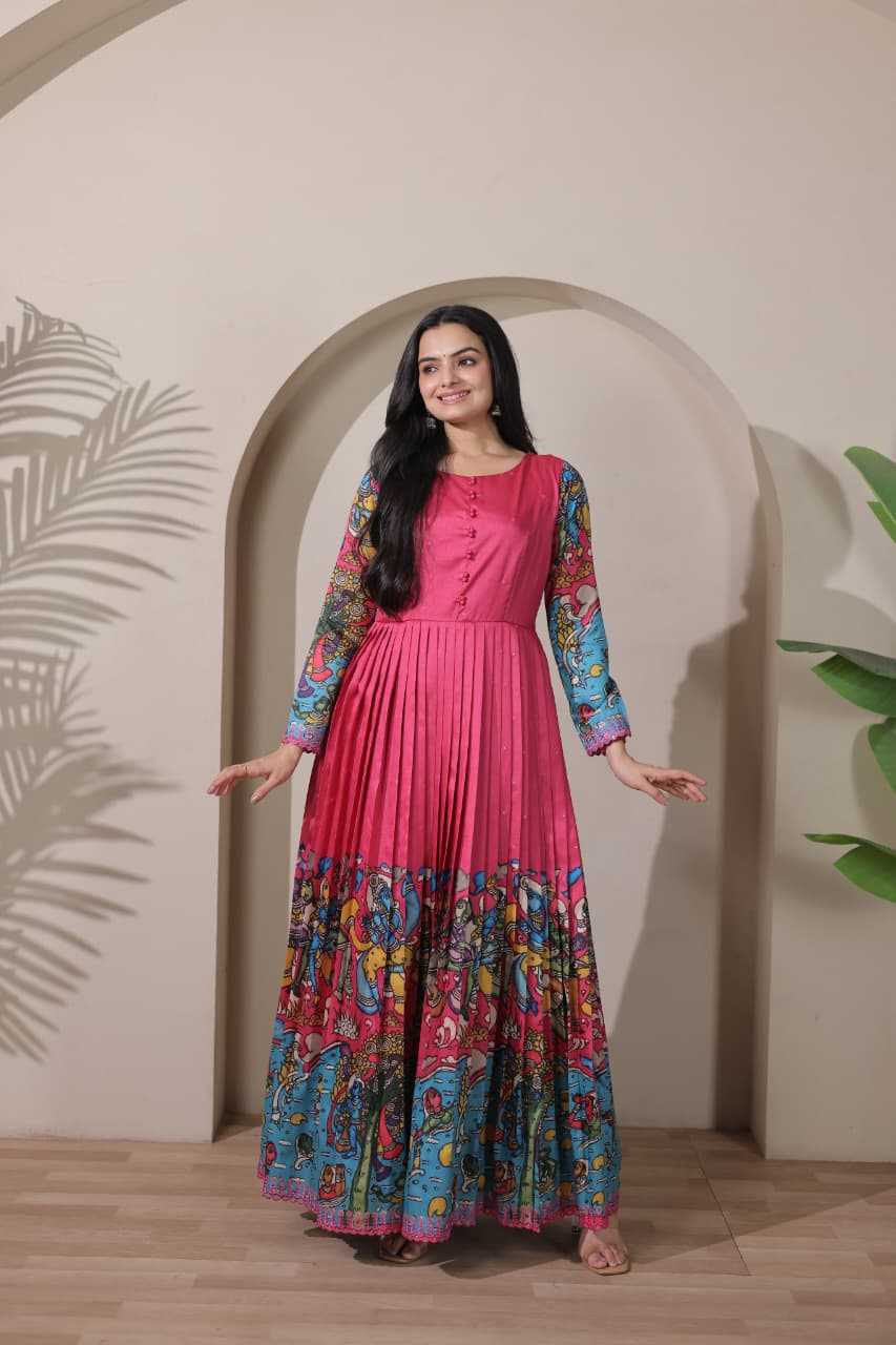 Ynf Tussar Silk KESH249 2096 Gowns Festive Collections Plus Size Collections Wholesale Embroidery Gowns Party Gowns Silk Gowns Manufacturer- Kapda Export