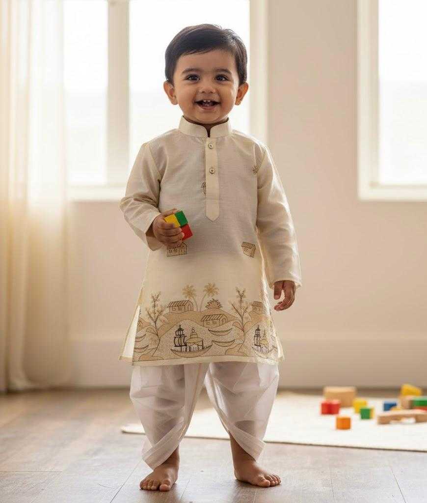 Ynf Tussar Silk KESH728 Tusser Silk Kids Wear Festive Collections Wholesale Kids Dhoti Kurta Kids Festive Wear Kids Silk Dress Manufacturer- Kapda Export