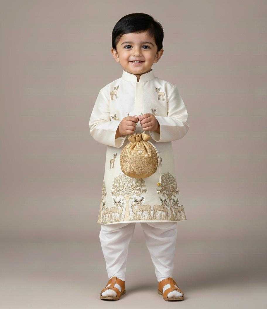 Ynf Tussar Silk KESH728 Tusser Silk Kids Wear Festive Collections Wholesale Kids Dhoti Kurta Kids Festive Wear Kids Silk Dress Manufacturer- Kapda Export