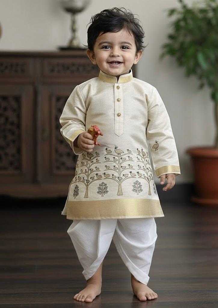 Ynf Tussar Silk KESH728 Tusser Silk Kids Wear Festive Collections Wholesale Kids Dhoti Kurta Kids Festive Wear Kids Silk Dress Manufacturer- Kapda Export