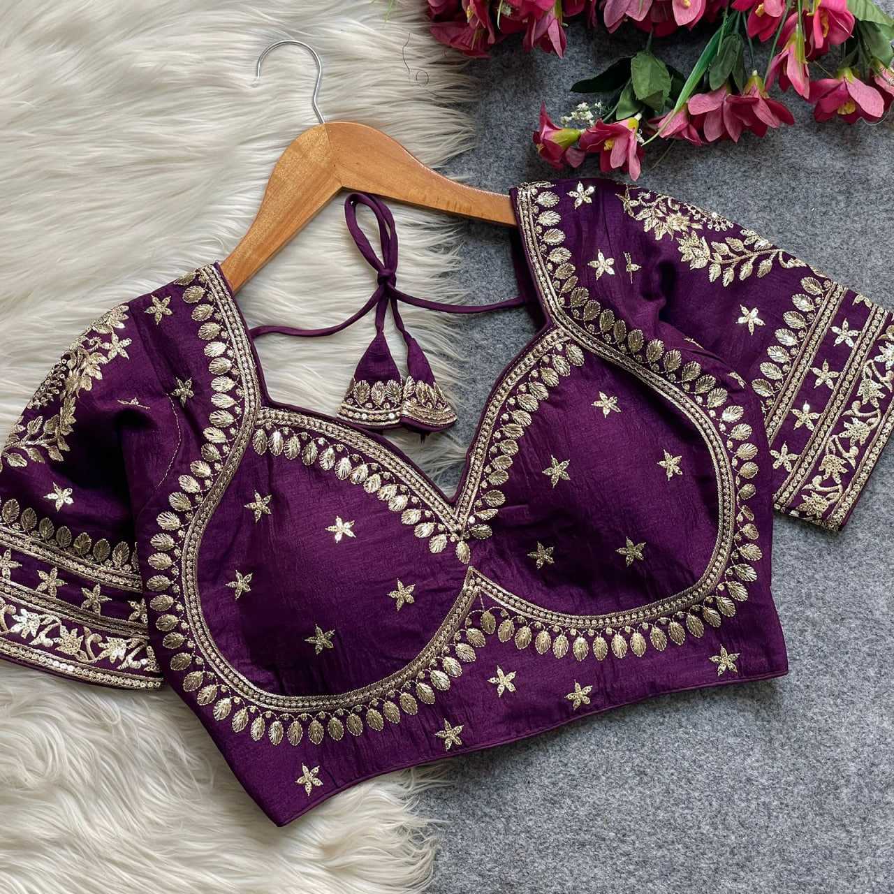 Ynf Vichitra Silk KESH426 MUMTAZ CUT Readymade Blouses Festive Collections Wholesale Sequence Embroidery Blouse Designer Blouse Silk Blouse Manufacturer- Kapda Export