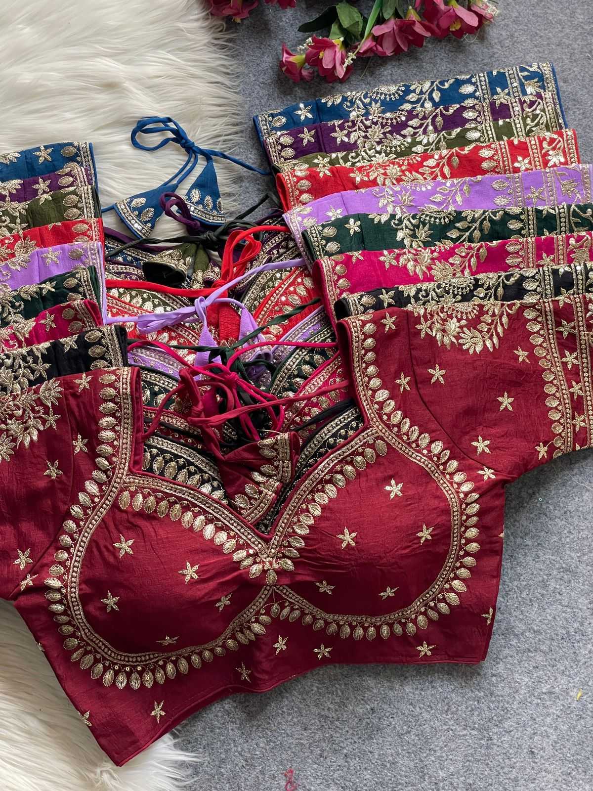 Ynf Vichitra Silk KESH426 MUMTAZ CUT Readymade Blouses Festive Collections Wholesale Sequence Embroidery Blouse Designer Blouse Silk Blouse Manufacturer- Kapda Export