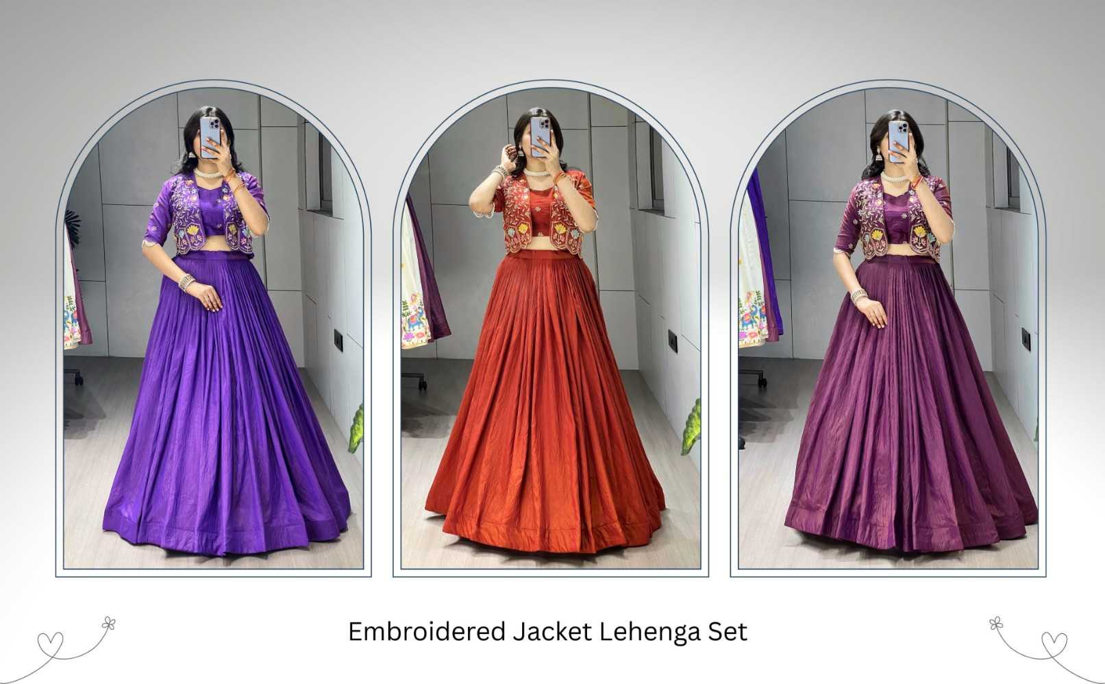 Ynf Vichitra Silk KESH530 jacket-Lehenga Lehengas Wholesale Wedding Lehenga Embroidered Lehenga Jacket Style Lehenga Manufacturer- Kapda Export