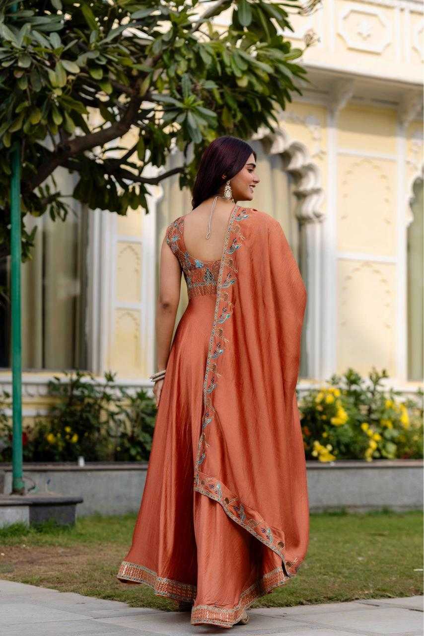 Ynf Vichitra Silk RIN215 39 Gowns Wholesale Embroidered Gown Evening Gowns Party Wear Gowns Manufacturer- Kapda Export