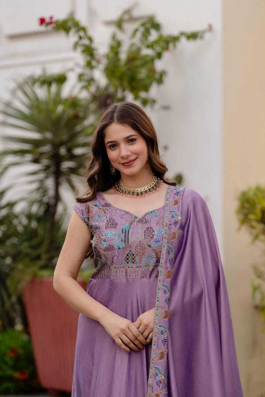 Ynf Vichitra Silk RIN215 39 Gowns Wholesale Embroidered Gown Evening Gowns Party Wear Gowns Manufacturer- Kapda Export