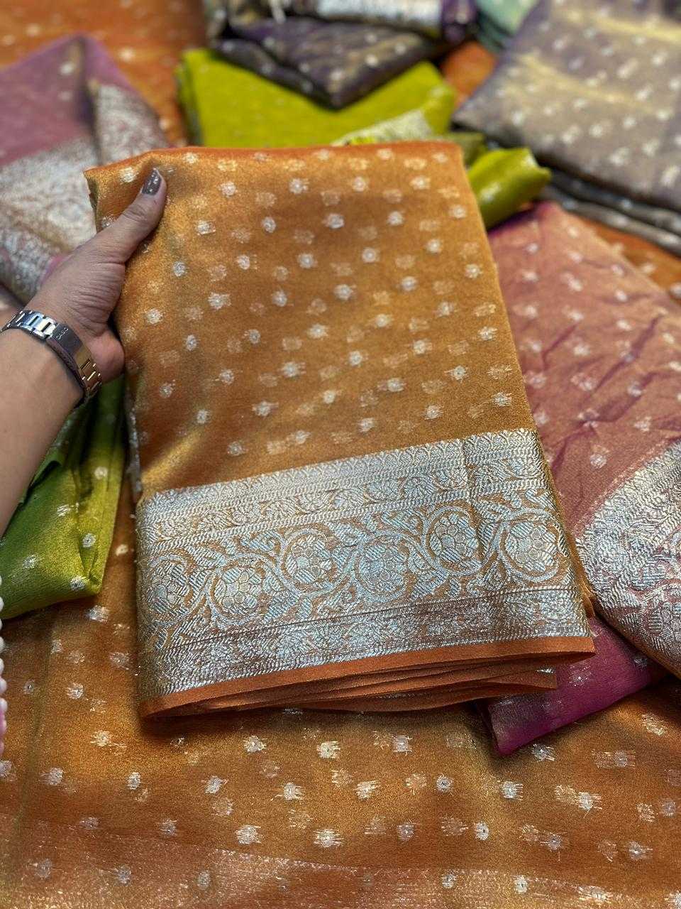 Ynf Viscos Chifon KESH671 Butti Sarees Wholesale Party Wear Sarees Tissue Silk Saree Viscose Saree Manufacturer- Kapda Export