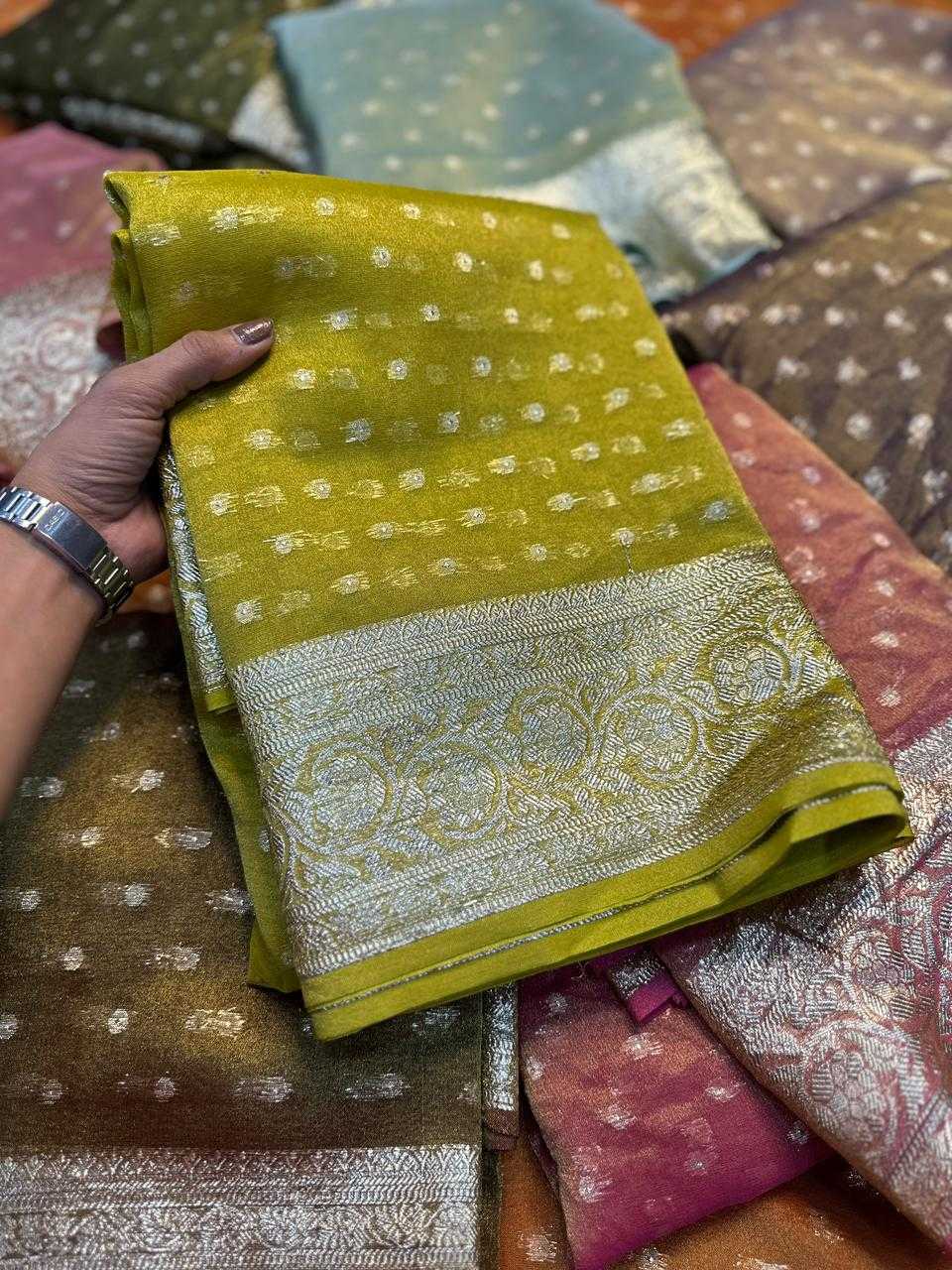 Ynf Viscos Chifon KESH671 Butti Sarees Wholesale Party Wear Sarees Tissue Silk Saree Viscose Saree Manufacturer- Kapda Export