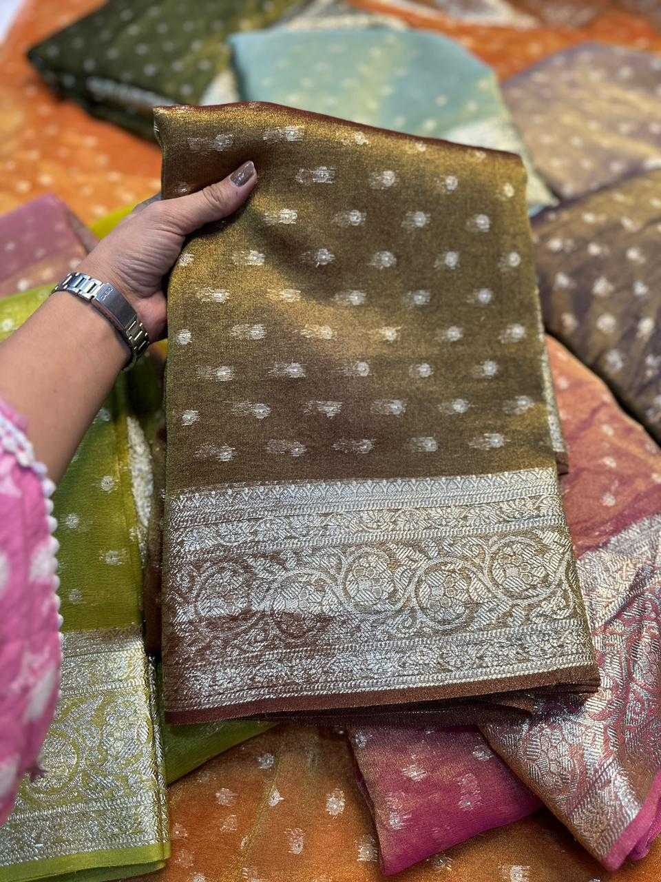 Ynf Viscos Chifon KESH671 Butti Sarees Wholesale Party Wear Sarees Tissue Silk Saree Viscose Saree Manufacturer- Kapda Export