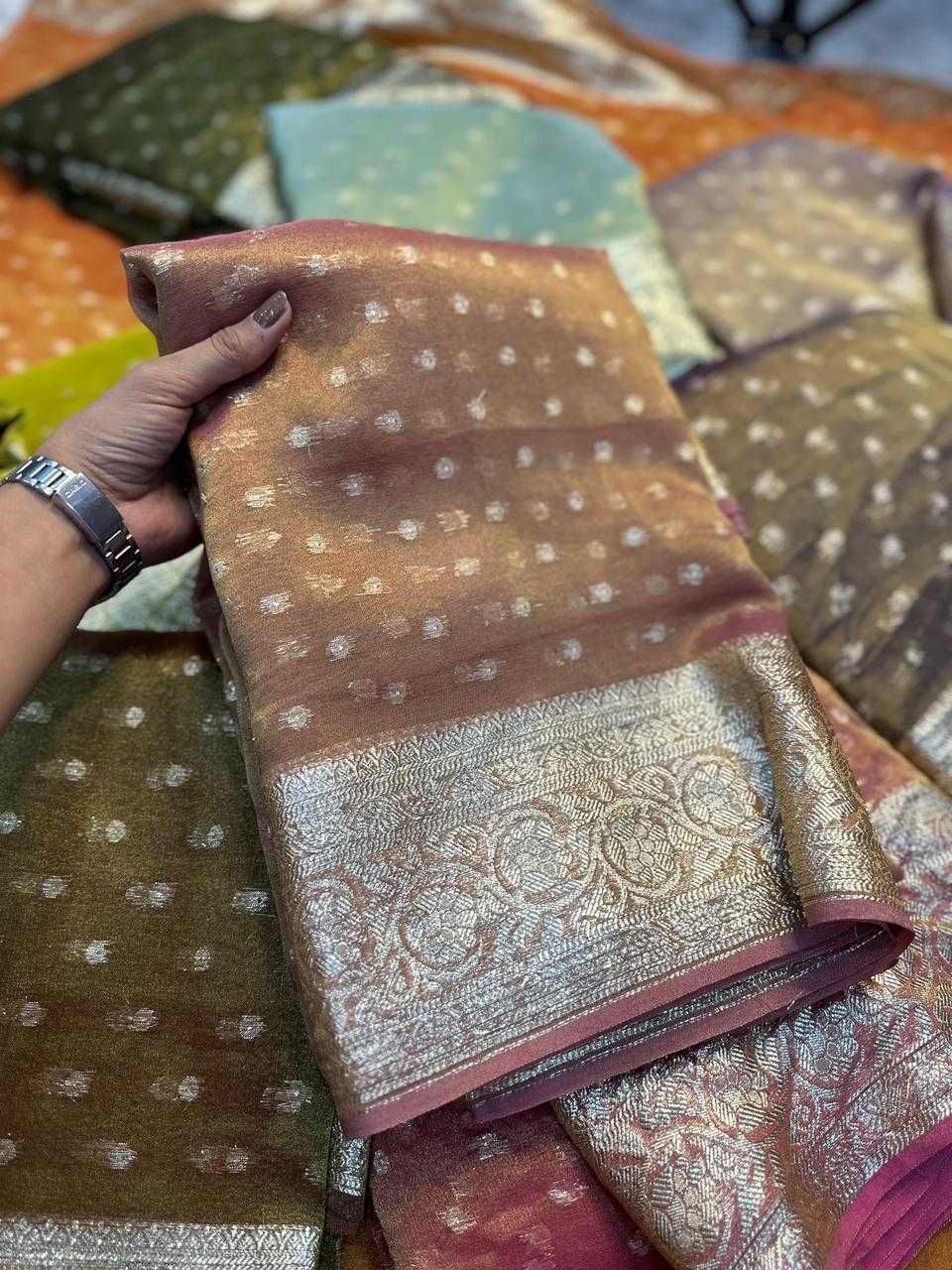 Ynf Viscos Chifon KESH671 Butti Sarees Wholesale Party Wear Sarees Tissue Silk Saree Viscose Saree Manufacturer- Kapda Export