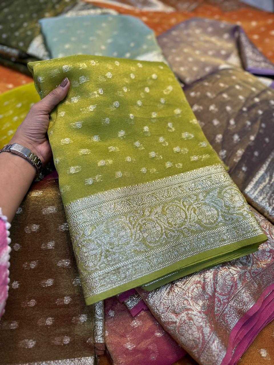 Ynf Viscos Chifon KESH671 Butti Sarees Wholesale Party Wear Sarees Tissue Silk Saree Viscose Saree Manufacturer- Kapda Export