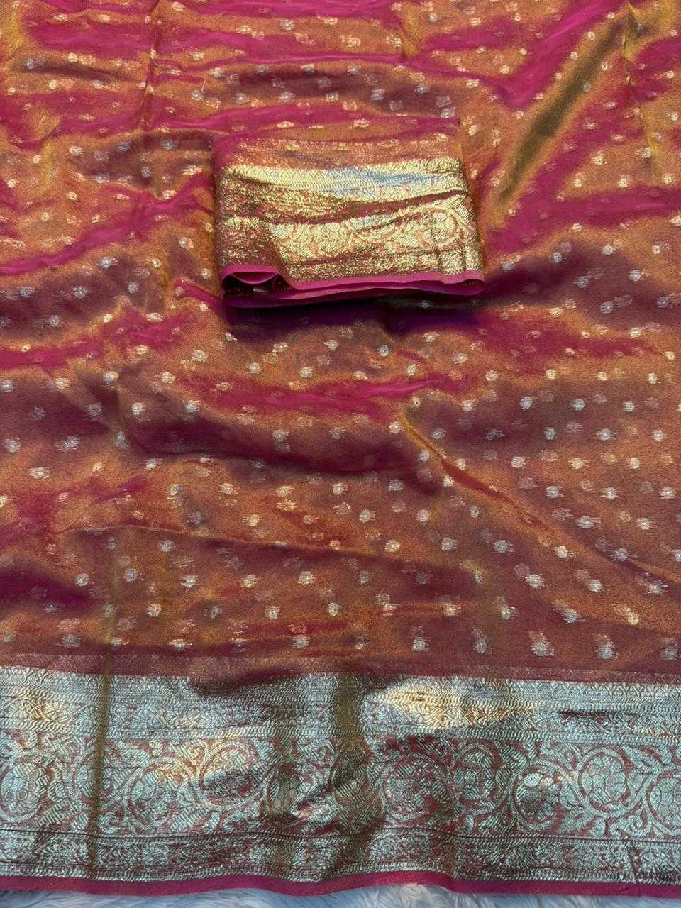 Ynf Viscos Chifon KESH671 Butti Sarees Wholesale Tissue Silk Saree Butta Sarees Viscose Saree Manufacturer- Kapda Export