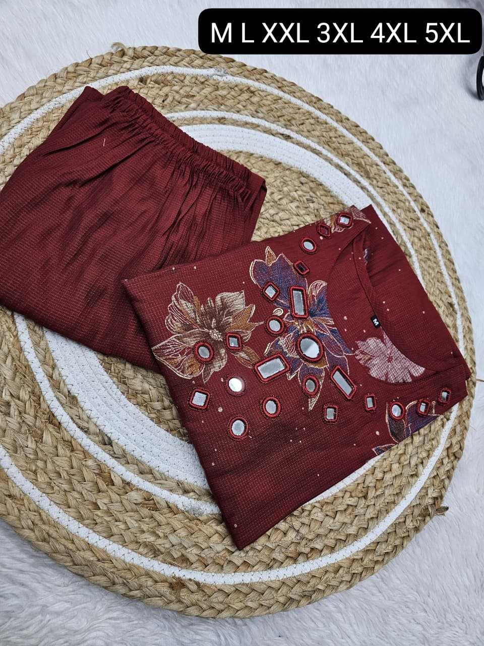 Ynf Viscose KESH720 TWO Kurti Wholesale Designer Kurtis Mirror Work Kurti Kurti With Palazzo Manufacturer- Kapda Export