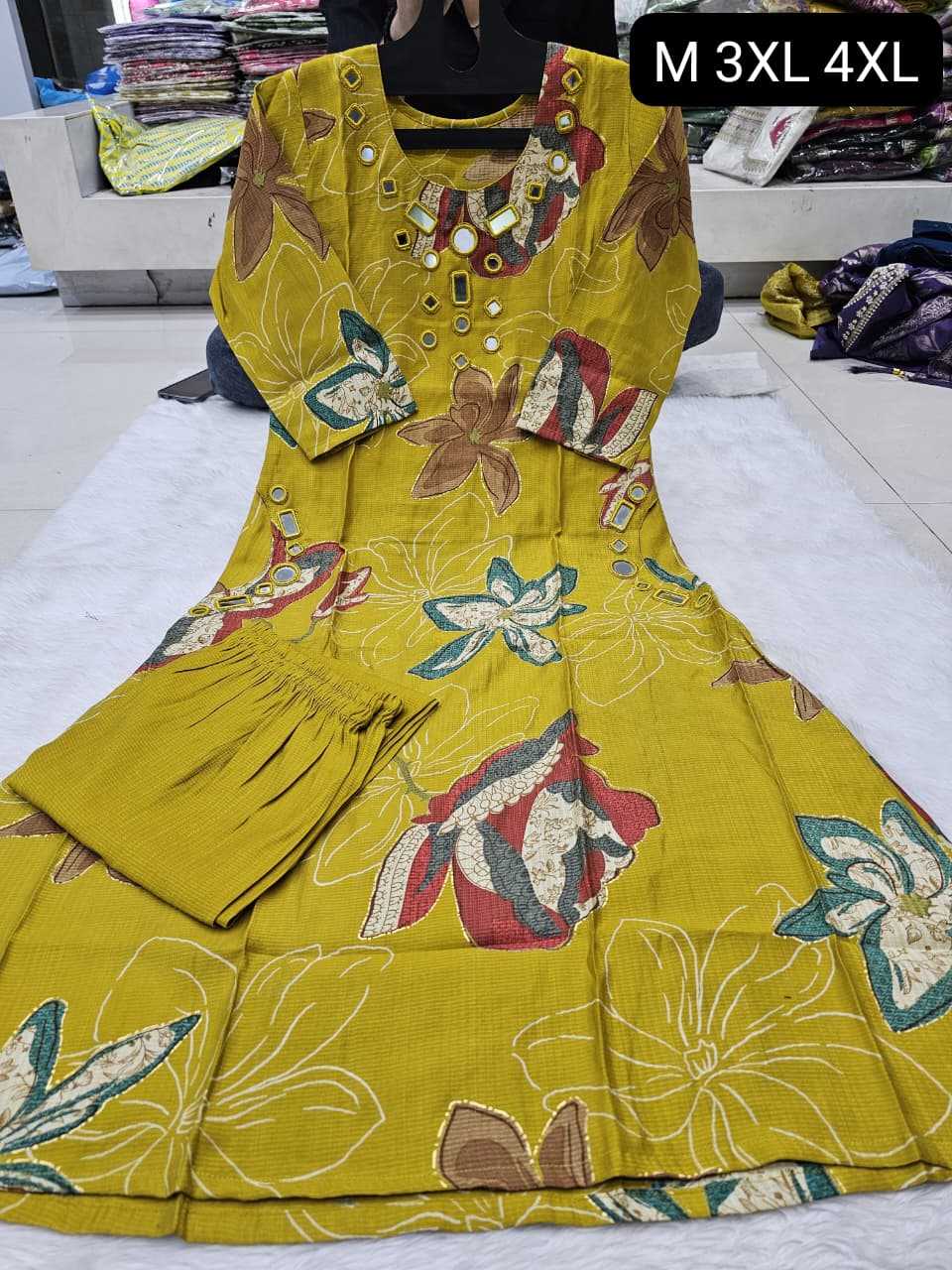 Ynf Viscose KESH720 TWO Kurti Wholesale Designer Kurtis Mirror Work Kurti Kurti With Palazzo Manufacturer- Kapda Export