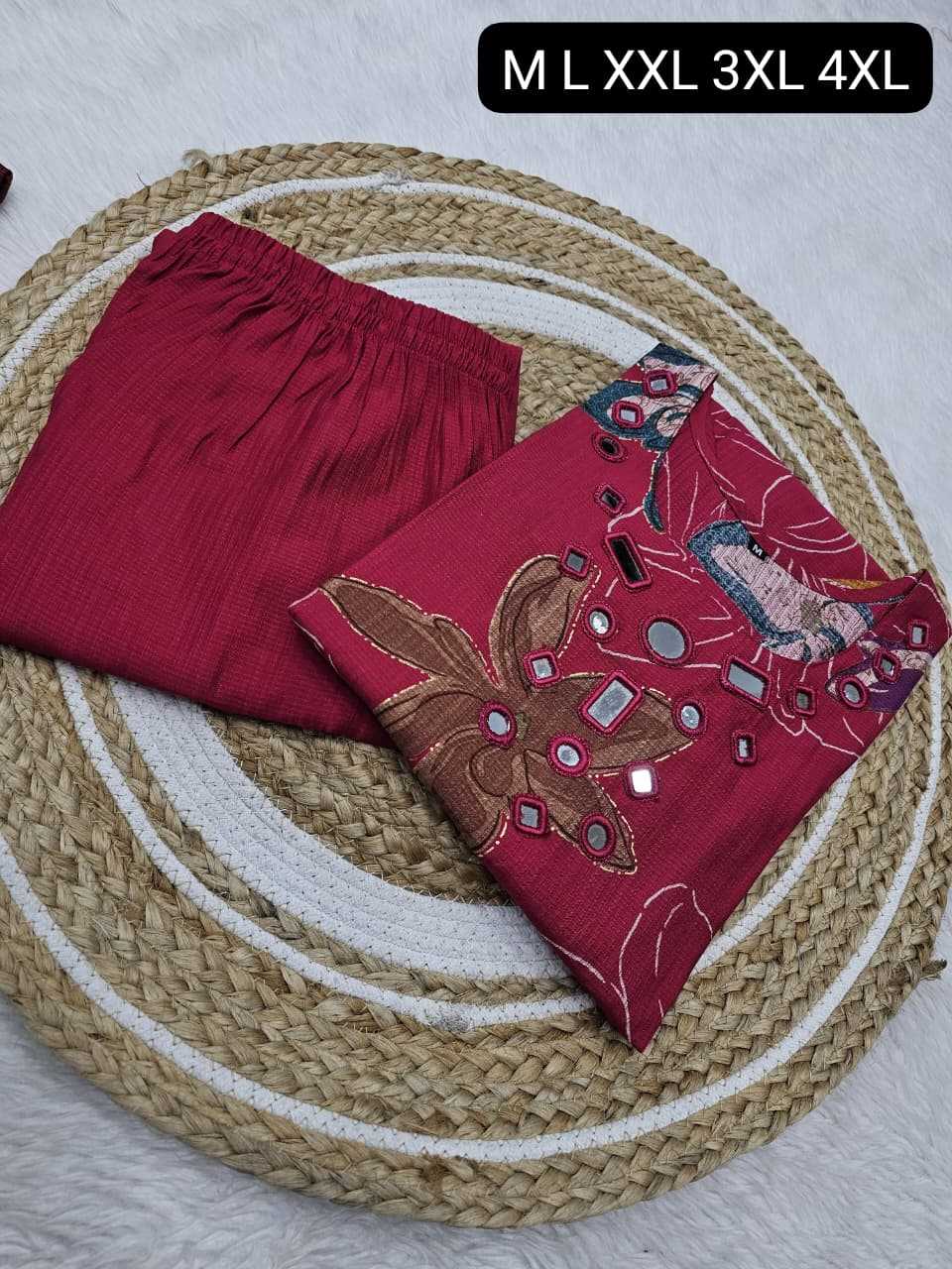 Ynf Viscose KESH720 TWO Kurti Wholesale Designer Kurtis Mirror Work Kurti Kurti With Palazzo Manufacturer- Kapda Export