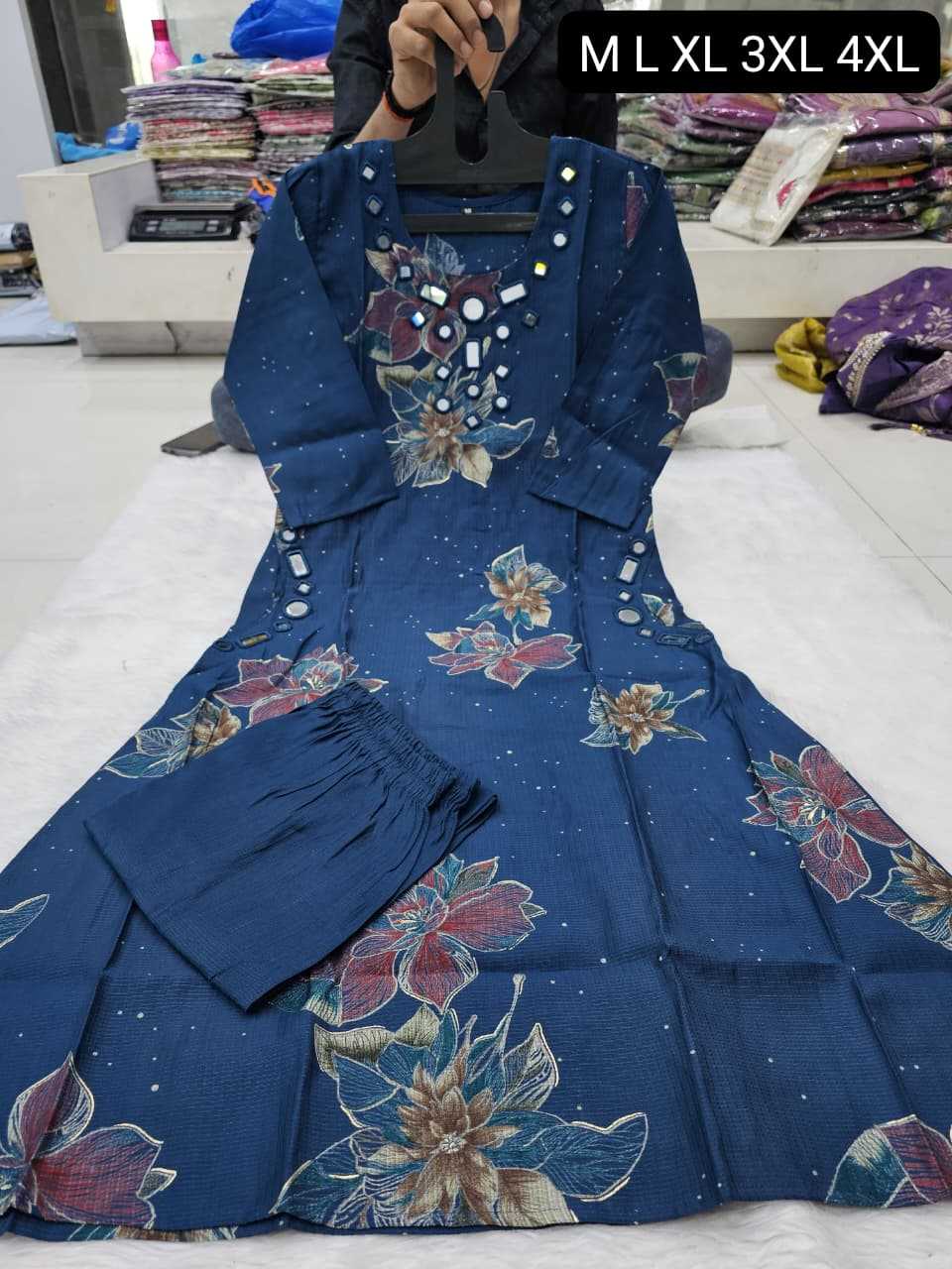 Ynf Viscose KESH720 TWO Kurti Wholesale Designer Kurtis Mirror Work Kurti Kurti With Palazzo Manufacturer- Kapda Export