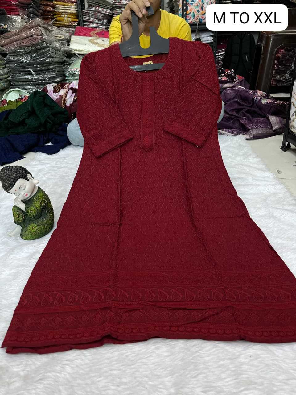 Ynf Viscose Rayon KESH720 102 Kurti Festive Collections Wholesale Festive Kurtis Rayon Kurtis Chikankari Kurtis Manufacturer- Kapda Export