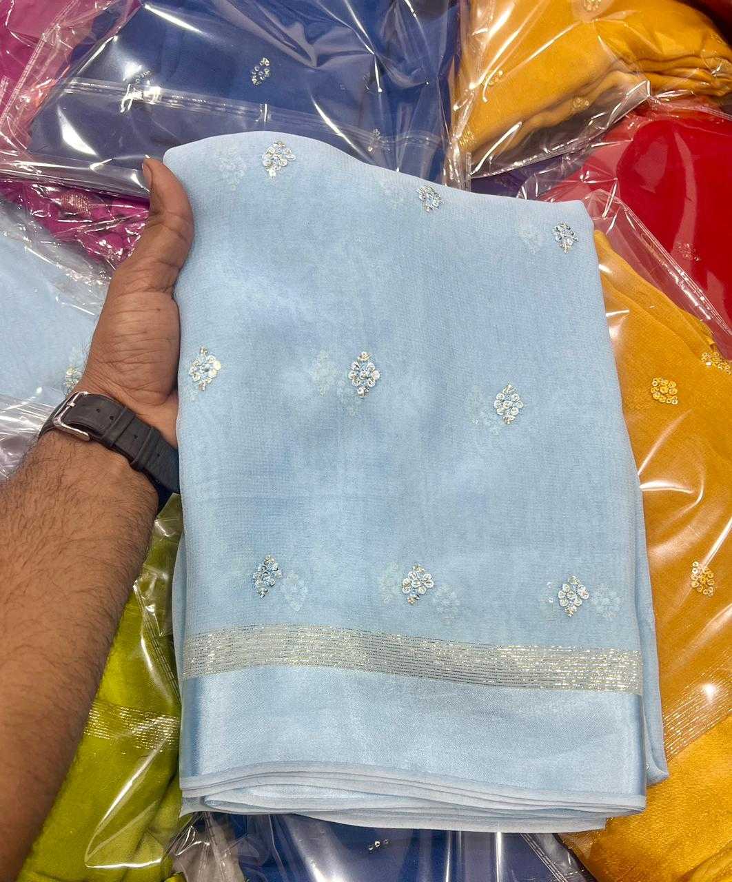 Ynf Viscouse Crushed Georgette KESH691 137 Sarees Festive Collections Wholesale Georgette Sarees Sequin Sarees Viscose Saree Manufacturer- Kapda Export