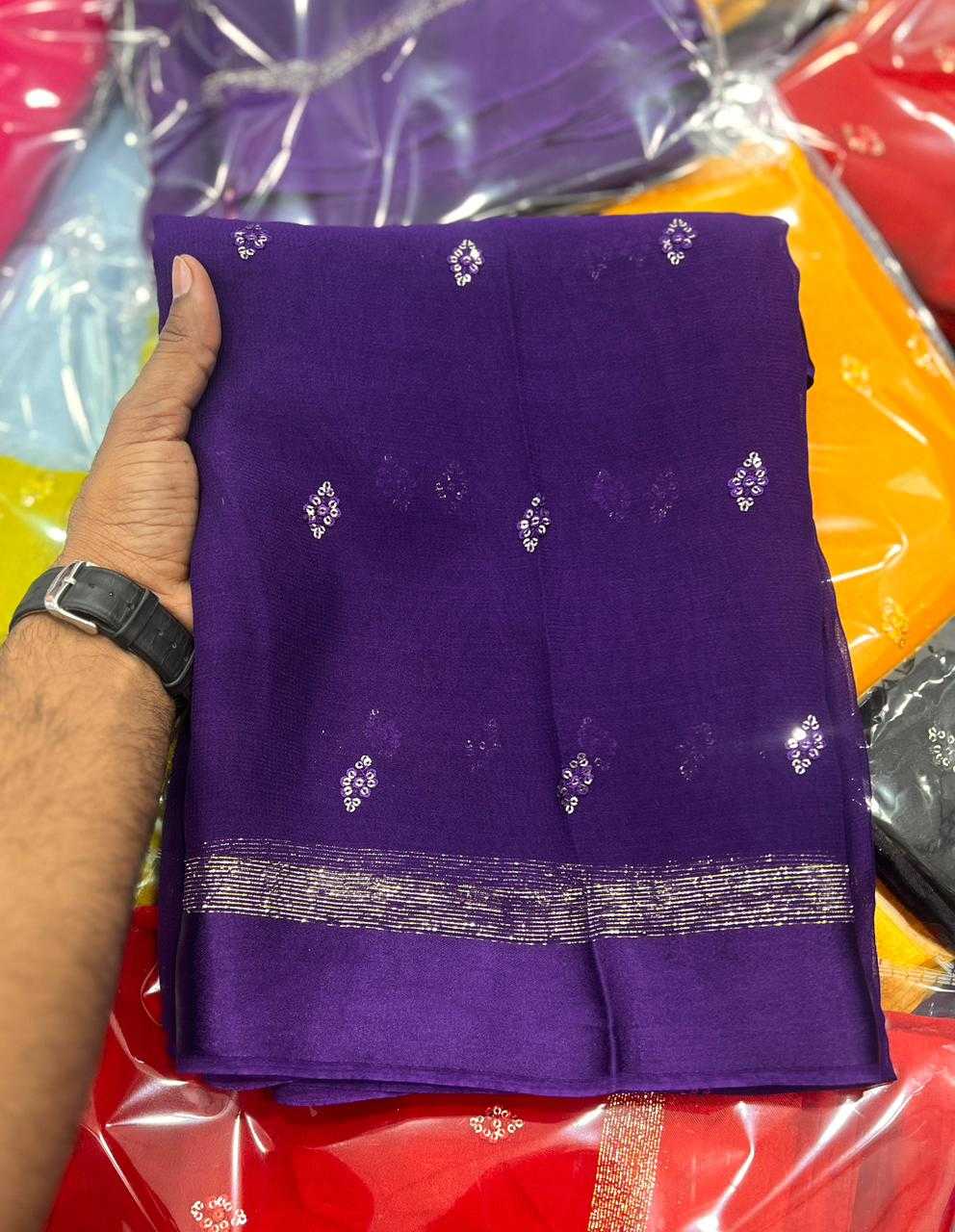 Ynf Viscouse Crushed Georgette KESH691 137 Sarees Festive Collections Wholesale Georgette Sarees Sequin Sarees Viscose Saree Manufacturer- Kapda Export