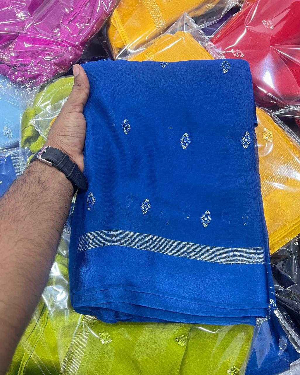 Ynf Viscouse Crushed Georgette KESH691 137 Sarees Festive Collections Wholesale Georgette Sarees Sequin Sarees Viscose Saree Manufacturer- Kapda Export