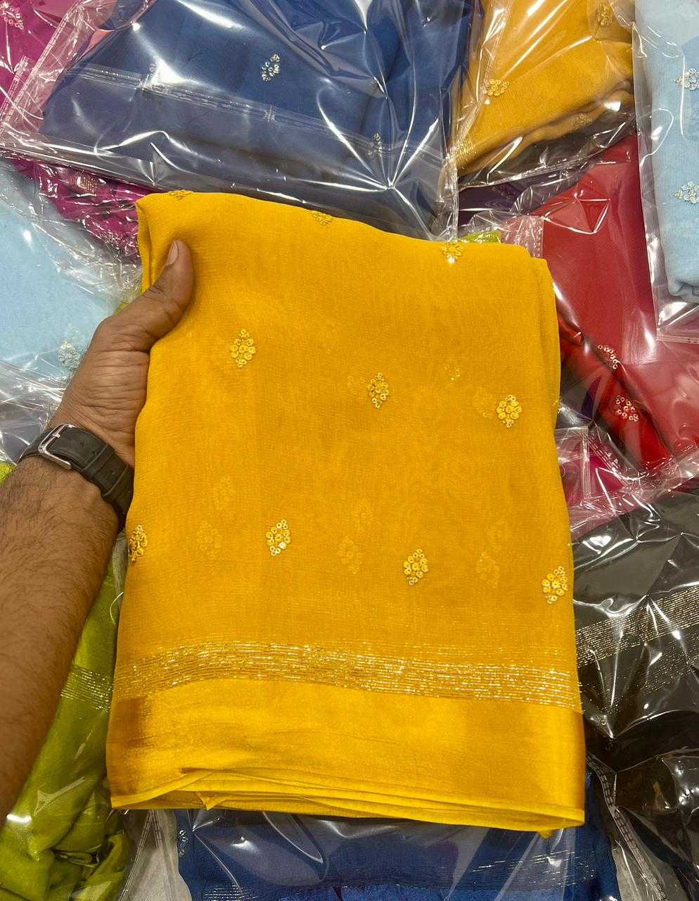 Ynf Viscouse Crushed Georgette KESH691 137 Sarees Festive Collections Wholesale Georgette Sarees Sequin Sarees Viscose Saree Manufacturer- Kapda Export