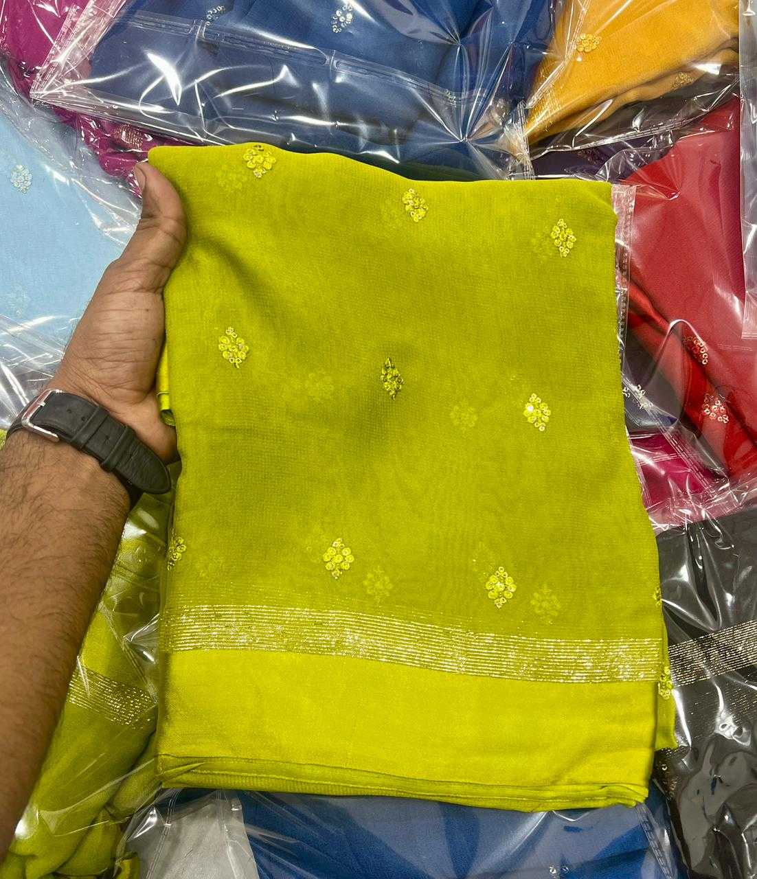 Ynf Viscouse Crushed Georgette KESH691 137 Sarees Festive Collections Wholesale Georgette Sarees Sequin Sarees Viscose Saree Manufacturer- Kapda Export